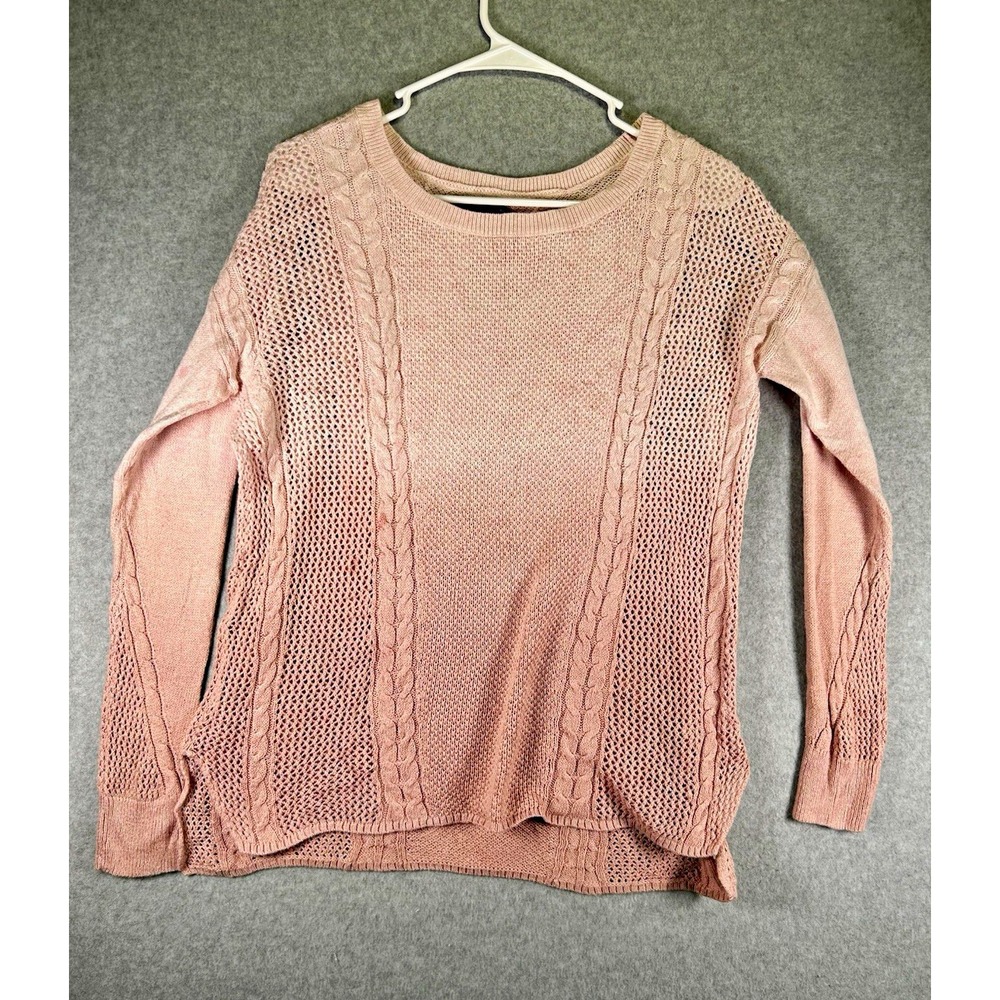 American Eagle Outfitters Womens Pink Cable Knit Crew Neck Pullover Sweater S